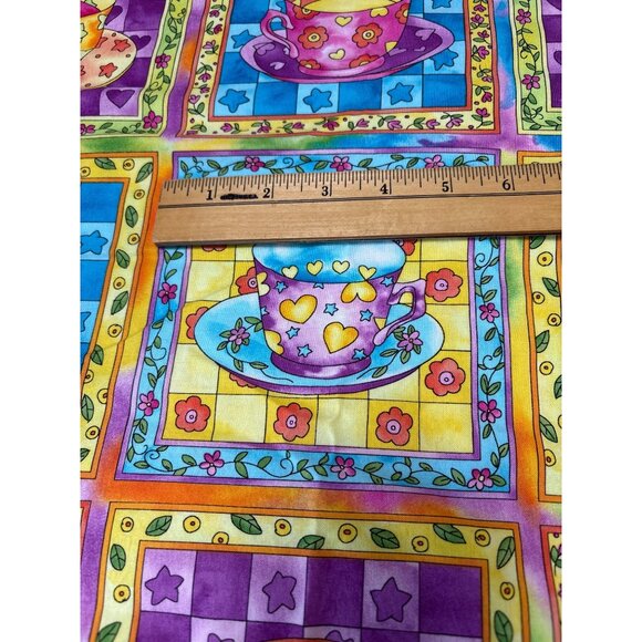 Hancock Fabrics Tea Cup Pattern Fabric 1/2 yard x 43" Multicolor - Picture 3 of 5